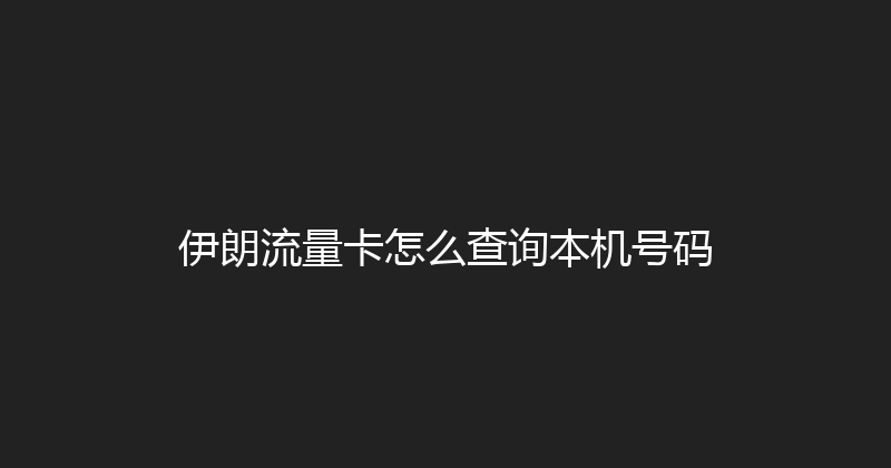 伊朗流量卡怎么查询本机号码 