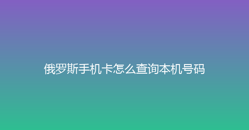 俄罗斯手机卡怎么查询本机号码 