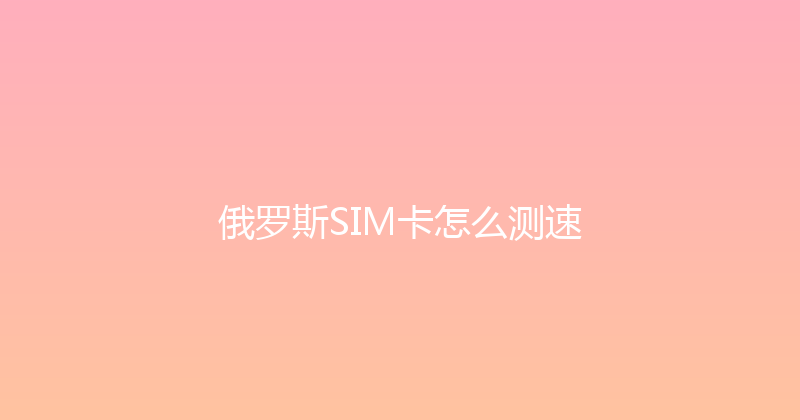 俄罗斯SIM卡怎么测速 