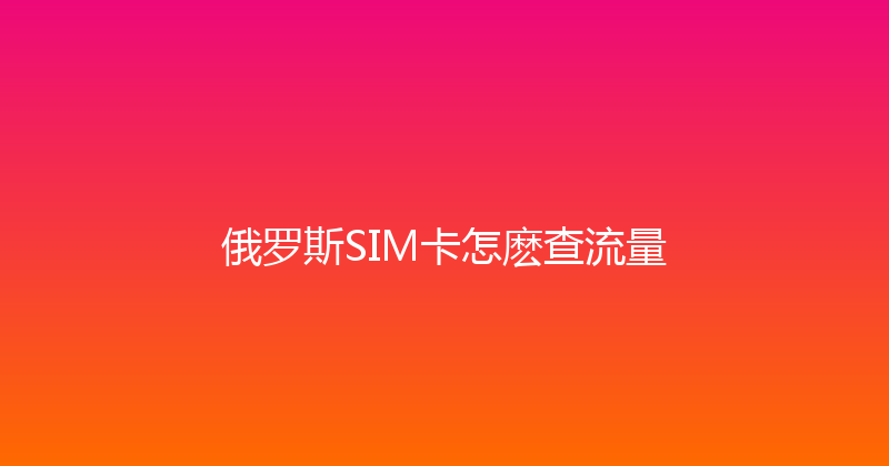 俄罗斯SIM卡怎麽查流量 