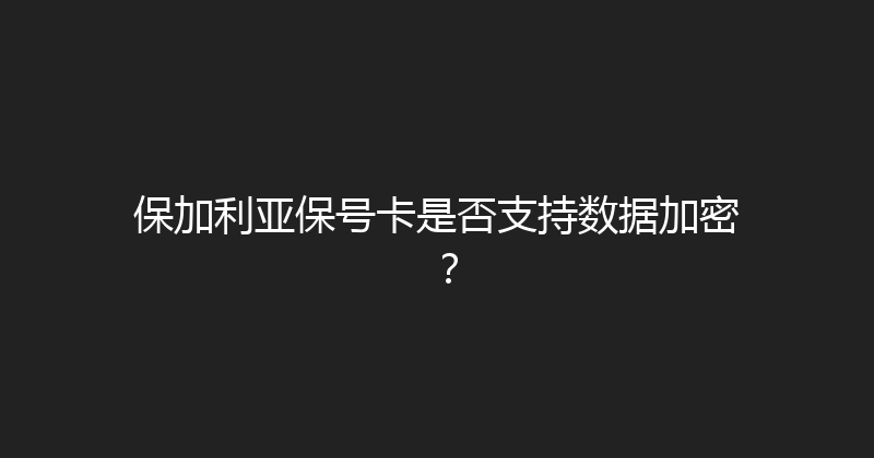 保加利亚保号卡是否支持数据加密？ 