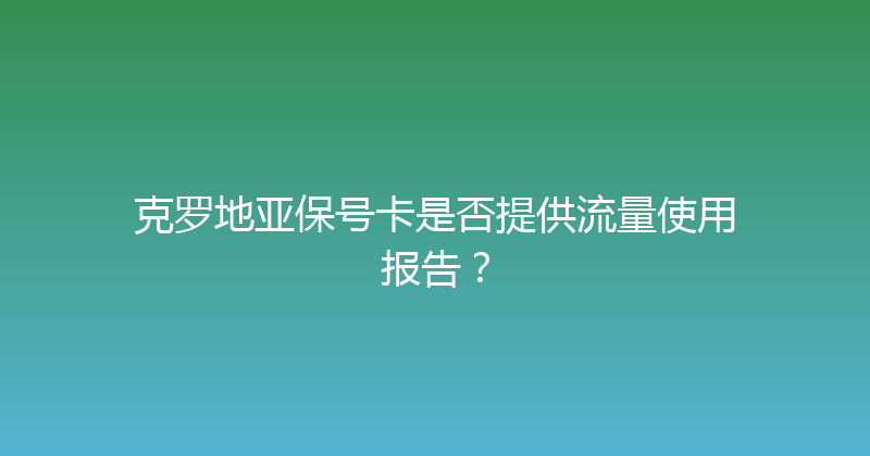 克罗地亚保号卡是否提供流量使用报告？ 