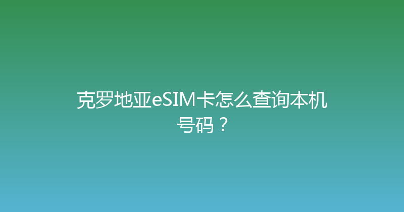 克罗地亚eSIM卡怎么查询本机号码？ 
