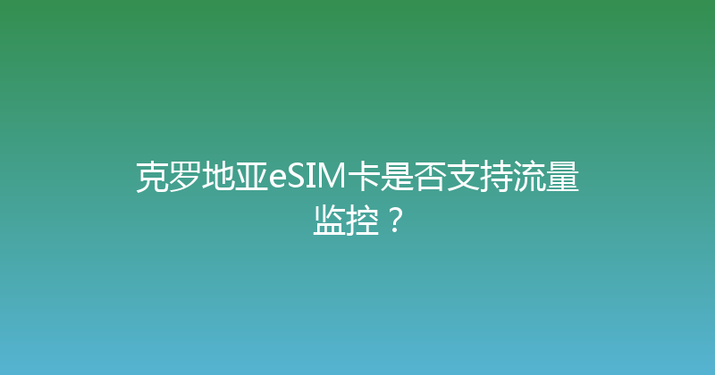 克罗地亚eSIM卡是否支持流量监控？ 