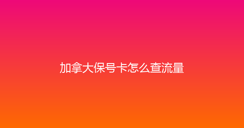 加拿大保号卡怎么查流量 