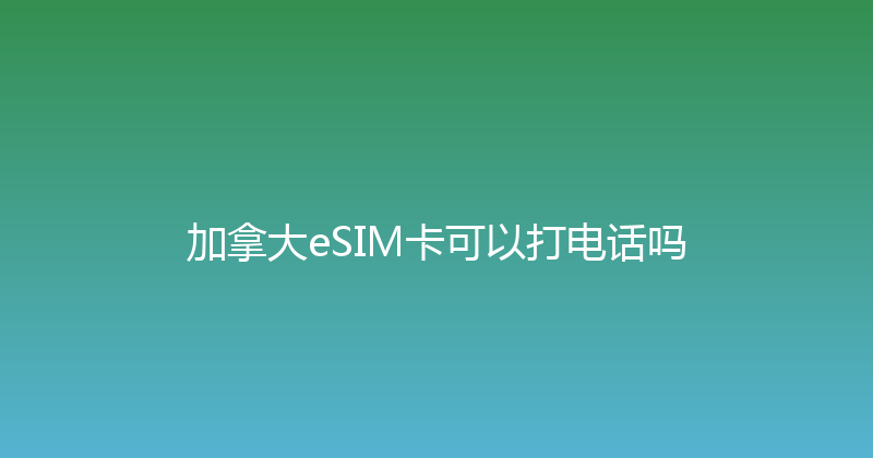 加拿大eSIM卡可以打电话吗 