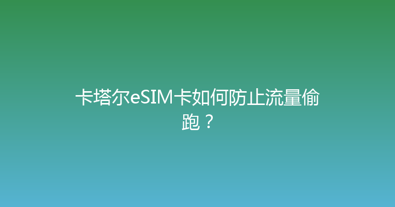 卡塔尔eSIM卡如何防止流量偷跑？ 