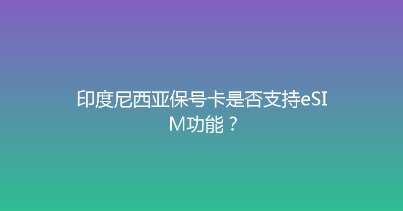 印度尼西亚保号卡是否支持eSIM功能？ 