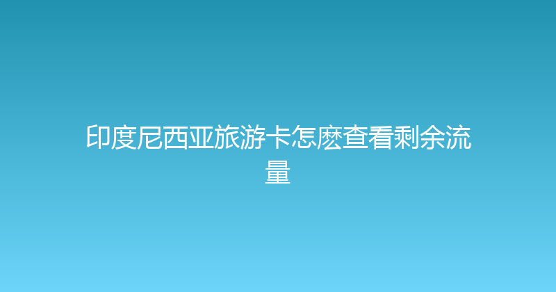 印度尼西亚旅游卡怎麽查看剩余流量 