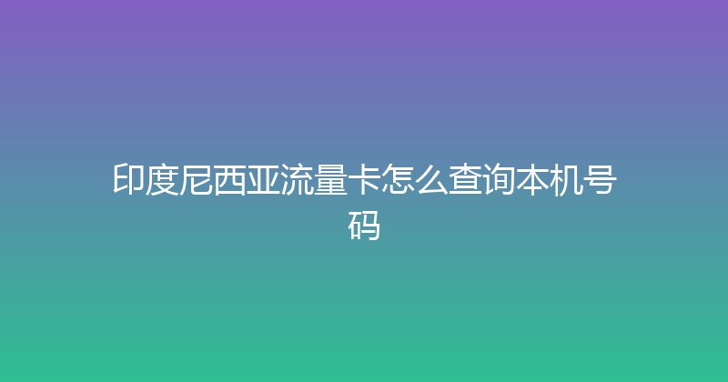 印度尼西亚流量卡怎么查询本机号码 