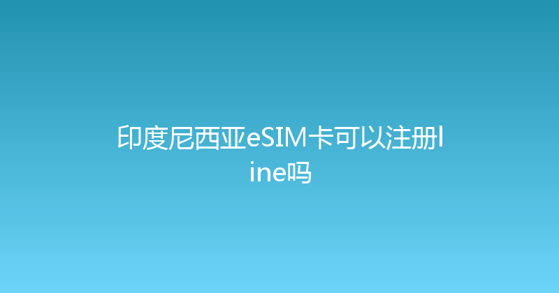 印度尼西亚eSIM卡可以注册line吗 