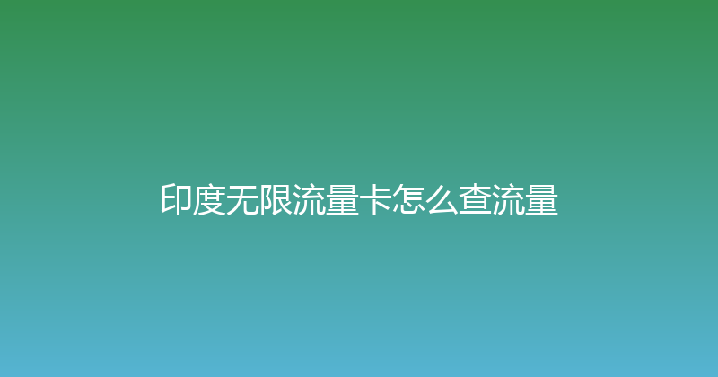 印度无限流量卡怎么查流量 