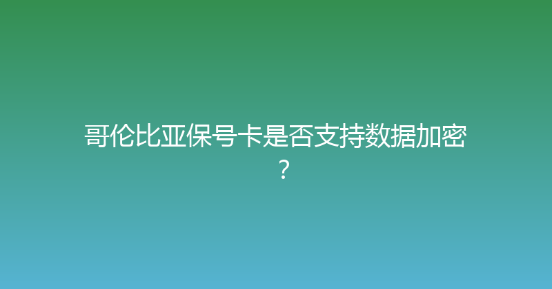 哥伦比亚保号卡是否支持数据加密？ 