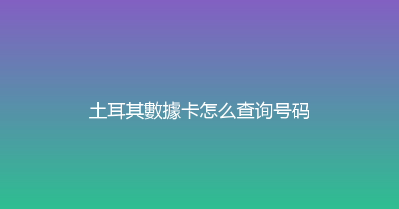 土耳其數據卡怎么查询号码 