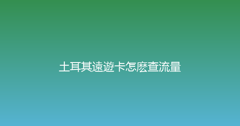 土耳其遠遊卡怎麽查流量 
