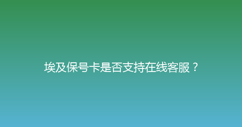 埃及保号卡是否支持在线客服？ 