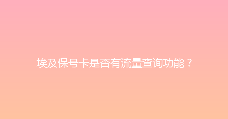 埃及保号卡是否有流量查询功能？ 