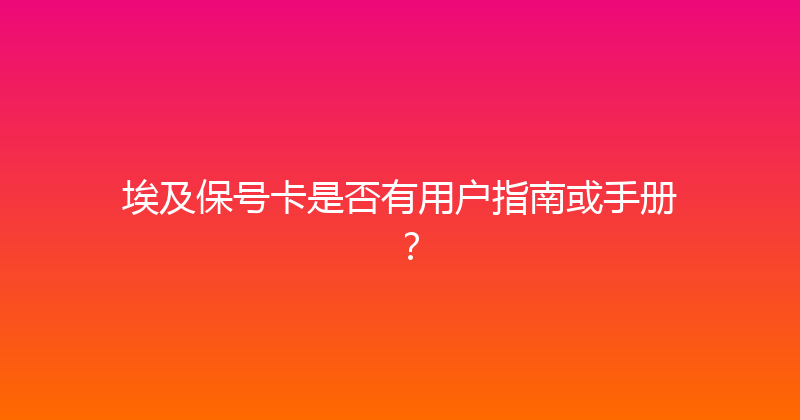 埃及保号卡是否有用户指南或手册？ 