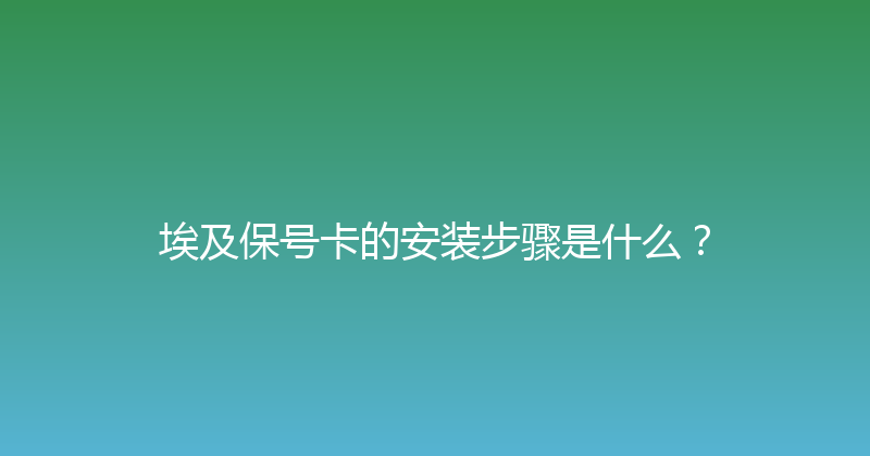 埃及保号卡的安装步骤是什么？ 