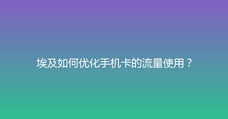 埃及如何优化手机卡的流量使用？ 