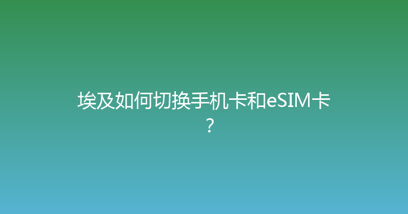 埃及如何切换手机卡和eSIM卡？ 
