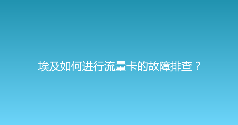 埃及如何进行流量卡的故障排查？ 