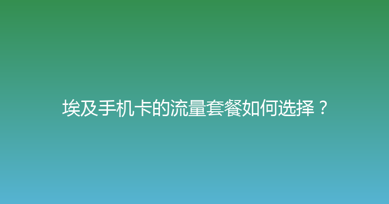 埃及手机卡的流量套餐如何选择？ 