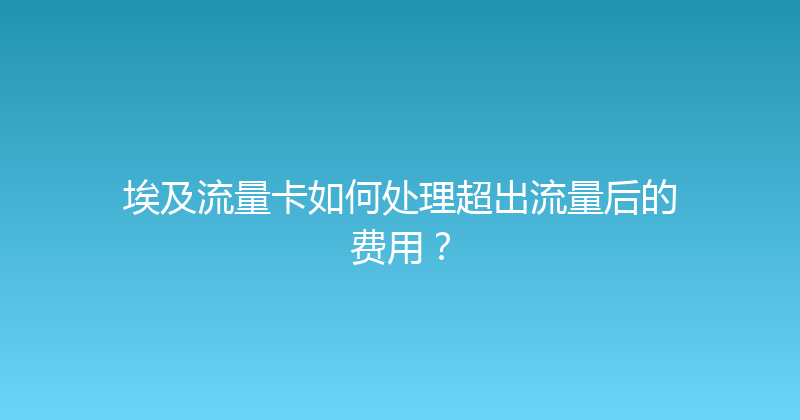 埃及流量卡如何处理超出流量后的费用？ 