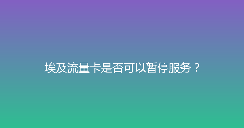 埃及流量卡是否可以暂停服务？ 
