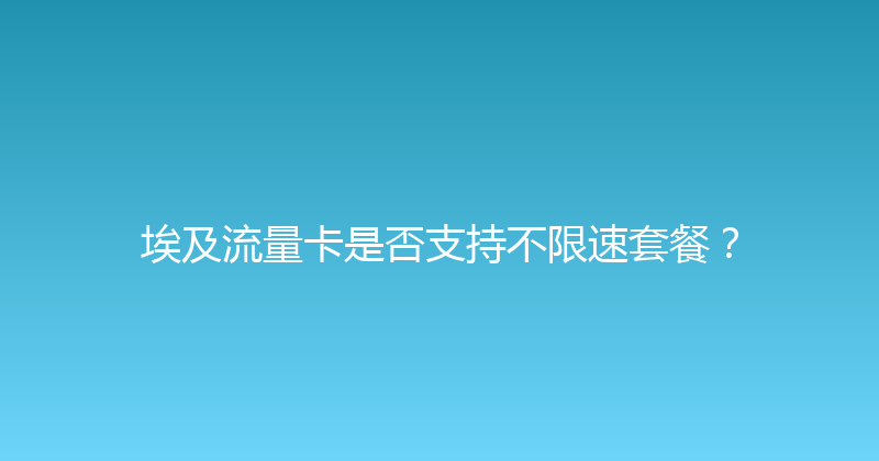 埃及流量卡是否支持不限速套餐？ 