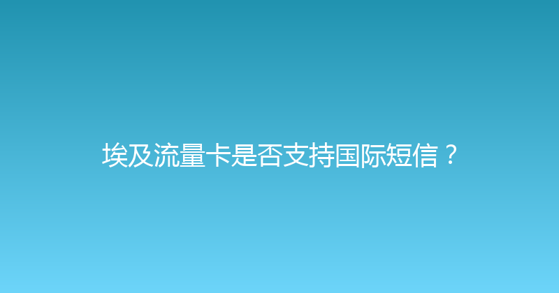 埃及流量卡是否支持国际短信？ 