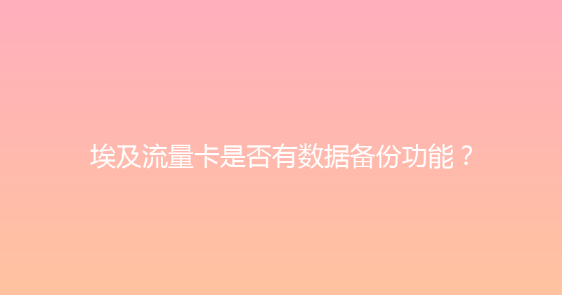 埃及流量卡是否有数据备份功能？ 