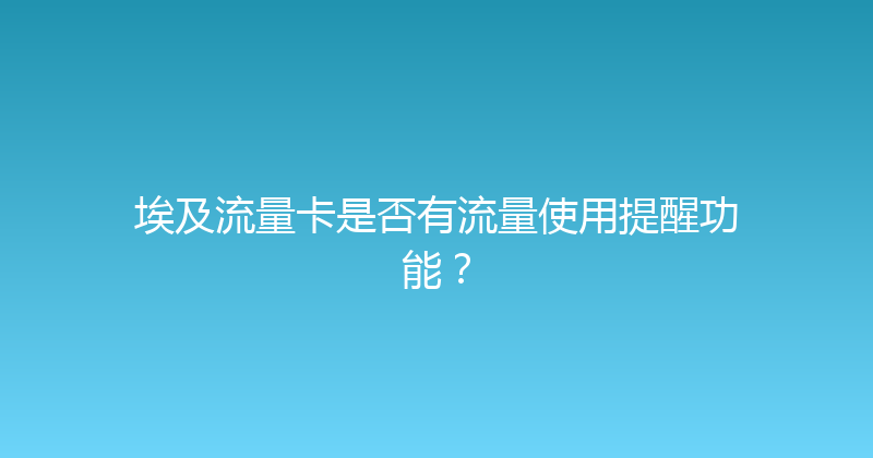 埃及流量卡是否有流量使用提醒功能？ 