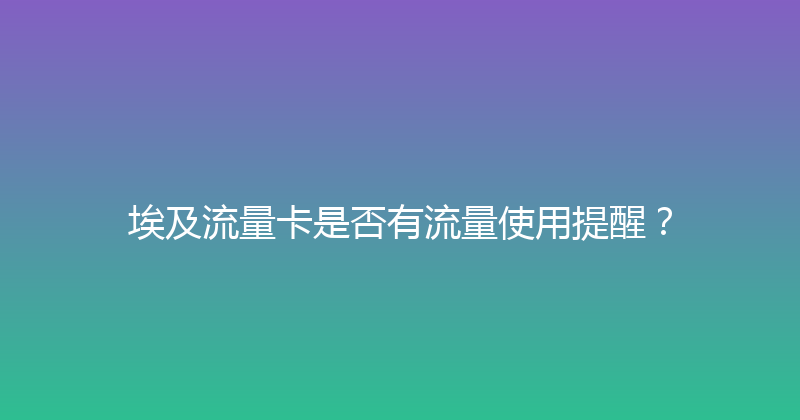 埃及流量卡是否有流量使用提醒？ 