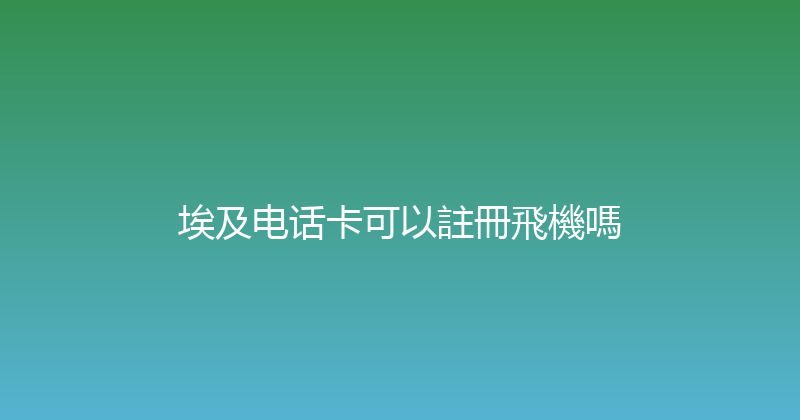 埃及电话卡可以註冊飛機嗎 