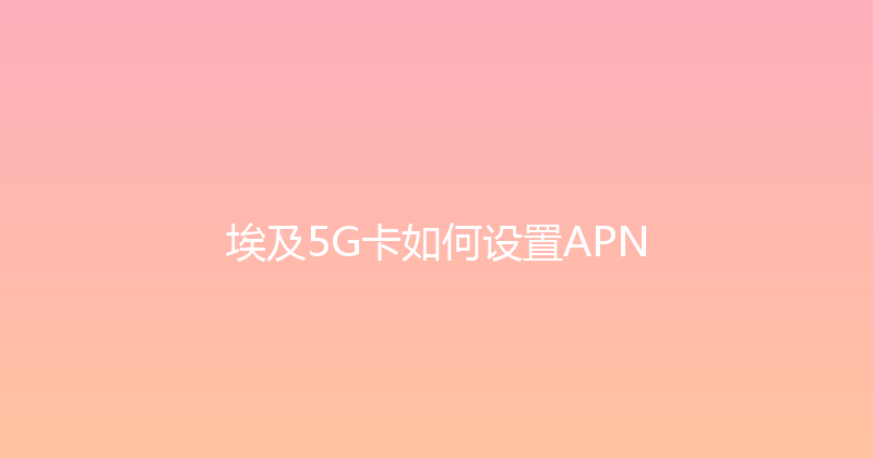 埃及5G卡如何设置APN 