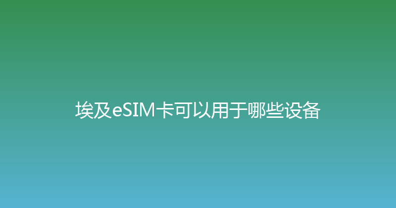 埃及eSIM卡可以用于哪些设备 