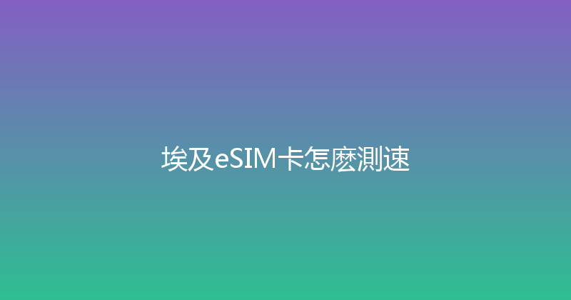 埃及eSIM卡怎麽測速 