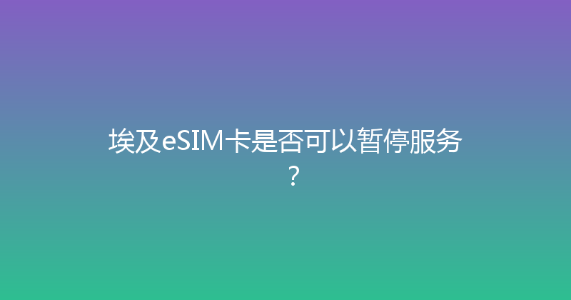 埃及eSIM卡是否可以暂停服务？ 
