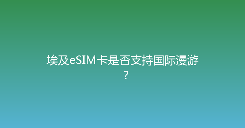 埃及eSIM卡是否支持国际漫游？ 