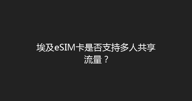 埃及eSIM卡是否支持多人共享流量？ 