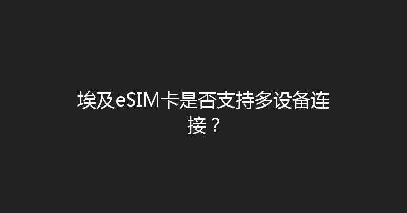 埃及eSIM卡是否支持多设备连接？ 