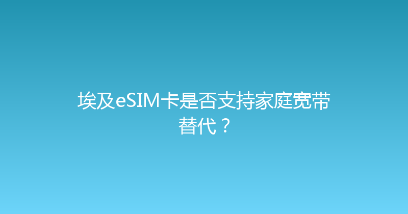 埃及eSIM卡是否支持家庭宽带替代？ 