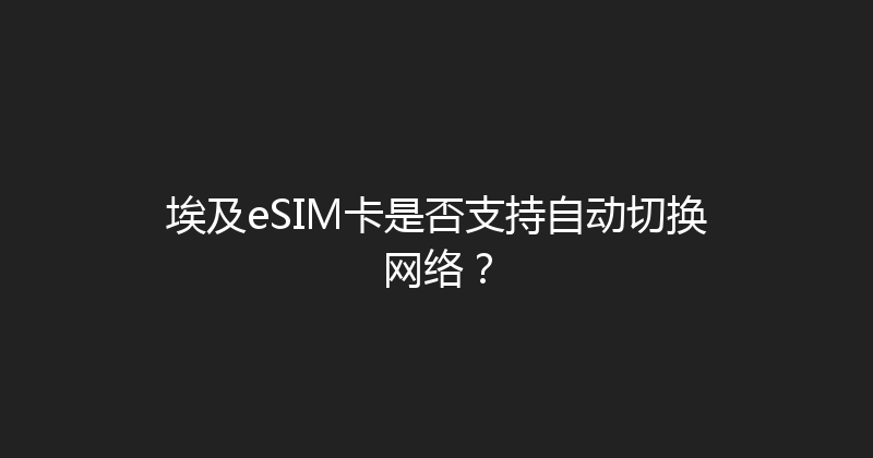 埃及eSIM卡是否支持自动切换网络？ 