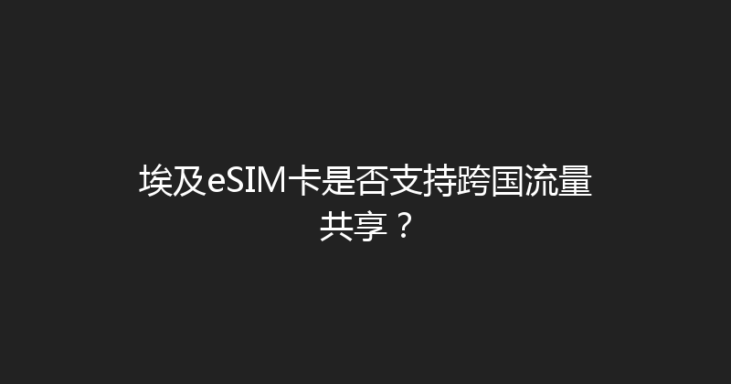 埃及eSIM卡是否支持跨国流量共享？ 