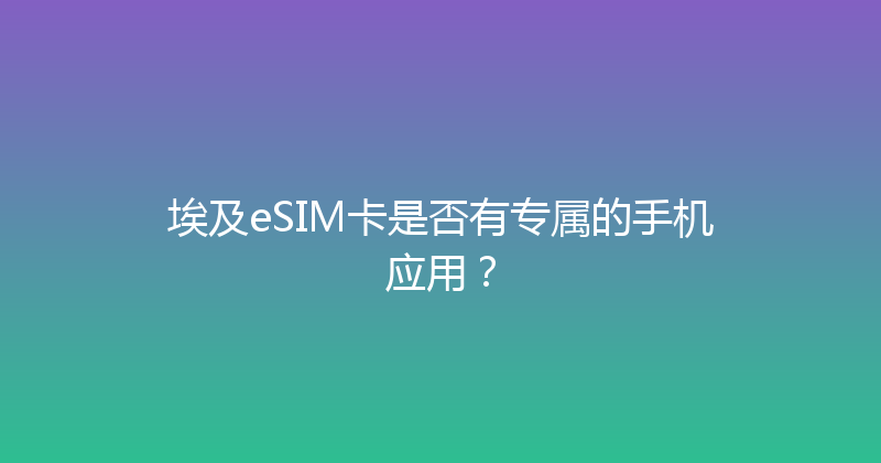 埃及eSIM卡是否有专属的手机应用？ 