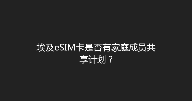埃及eSIM卡是否有家庭成员共享计划？ 