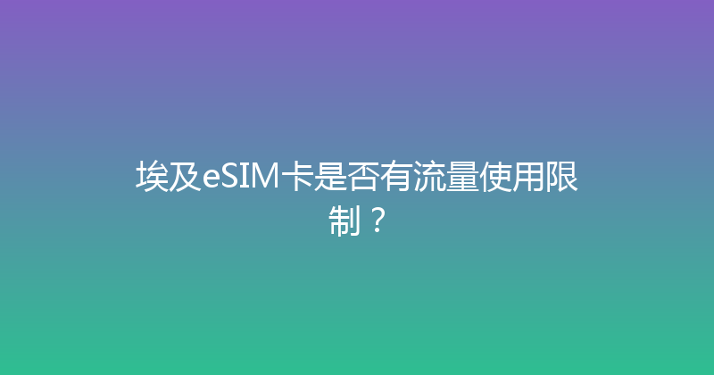 埃及eSIM卡是否有流量使用限制？ 