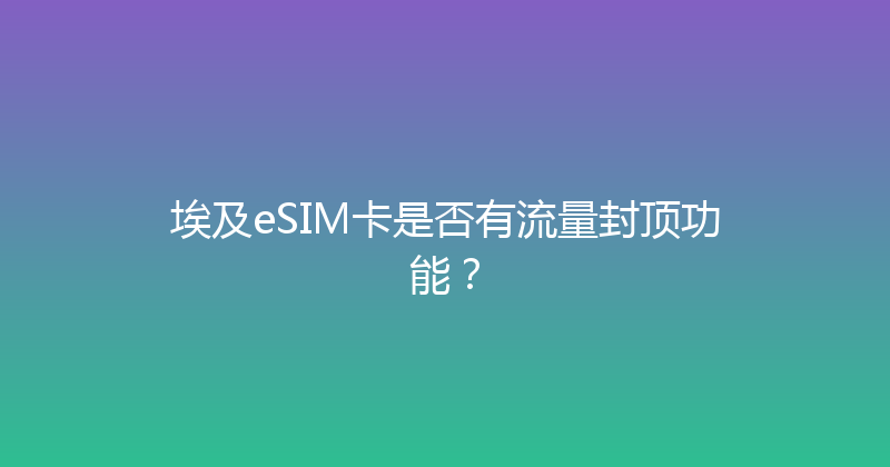 埃及eSIM卡是否有流量封顶功能？ 