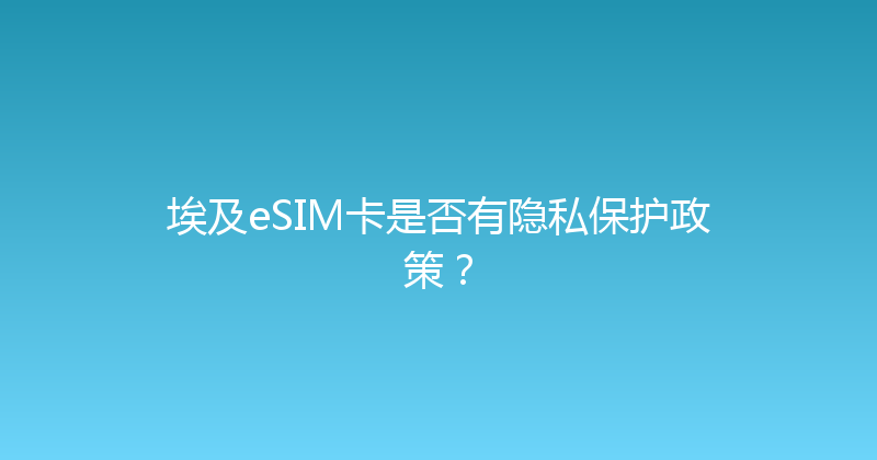 埃及eSIM卡是否有隐私保护政策？ 